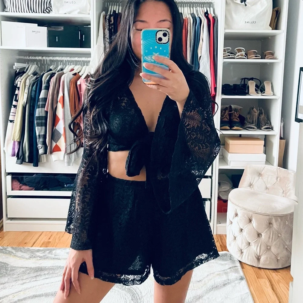REVERSE Black Lace Short Set - Picture 2 of 4